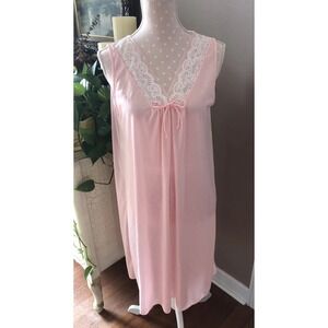 Vintage Kayser Nylon Nightgown Sleeveless Pink Women's Medium